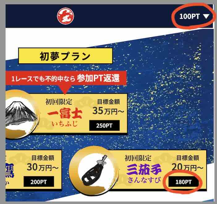 船客万来の初期保有ポイント